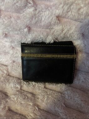 Guess Black Leather Men’s Card & Key Holder with Brown Accent